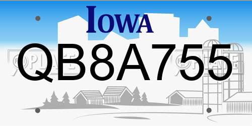 QB8A755 Iowa License Plate