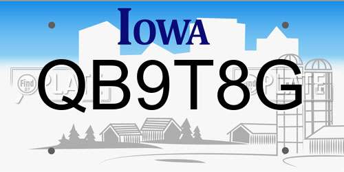 QB9T8G Iowa License Plate