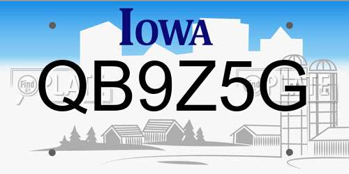 QB9Z5G Iowa License Plate