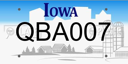 QBA007 Iowa License Plate