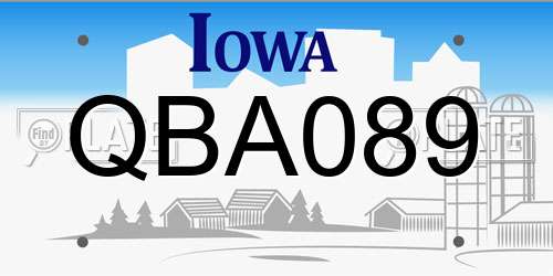 QBA089 Iowa License Plate