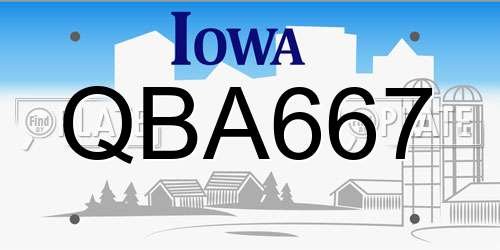 QBA667 Iowa License Plate
