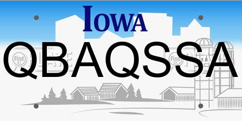 QBAQSSA Iowa License Plate