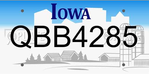 QBB4285 Iowa License Plate