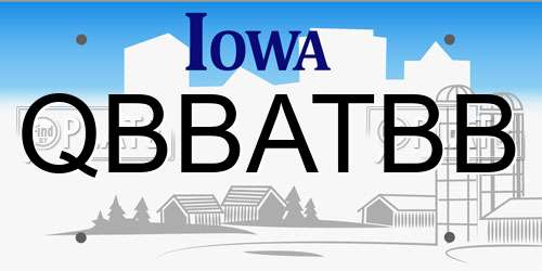 QBBATBB Iowa License Plate