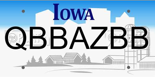 QBBAZBB Iowa License Plate