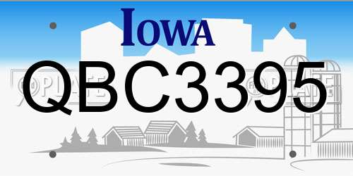 QBC3395 Iowa License Plate