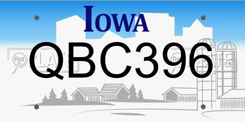 QBC396 Iowa License Plate