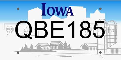 QBE185 Iowa License Plate