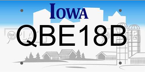 QBE18B Iowa License Plate