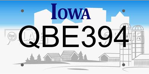 QBE394 Iowa License Plate