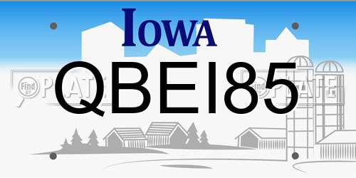 QBEI85 Iowa License Plate