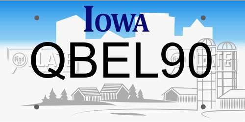 QBEL90 Iowa License Plate