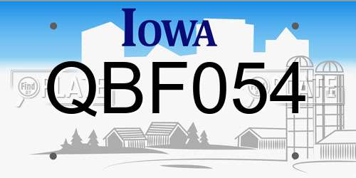 QBF054 Iowa License Plate