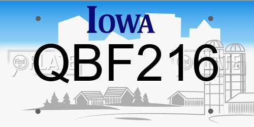 QBF216 Iowa License Plate