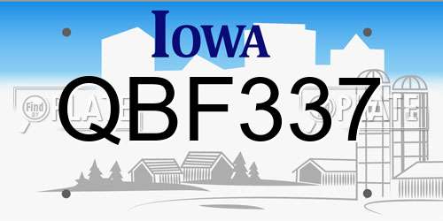 QBF337 Iowa License Plate