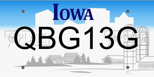 QBG13G Iowa License Plate