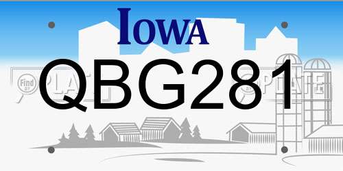 QBG281 Iowa License Plate
