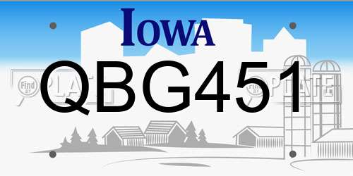 QBG451 Iowa License Plate