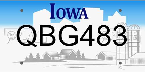 QBG483 Iowa License Plate
