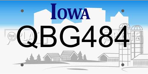 QBG484 Iowa License Plate