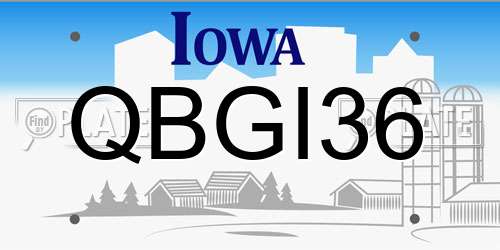 QBGI36 Iowa License Plate