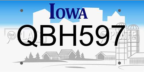 QBH597 Iowa License Plate