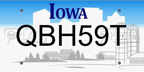 QBH59T Iowa License Plate