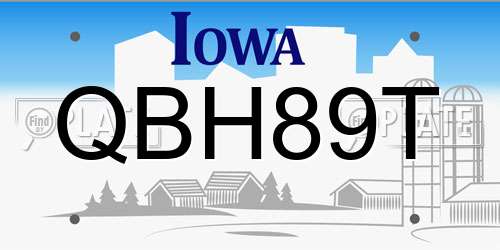 QBH89T Iowa License Plate