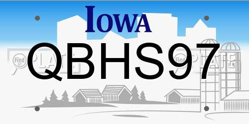 QBHS97 Iowa License Plate