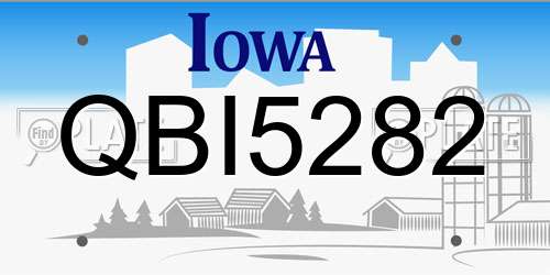 QBI5282 Iowa License Plate