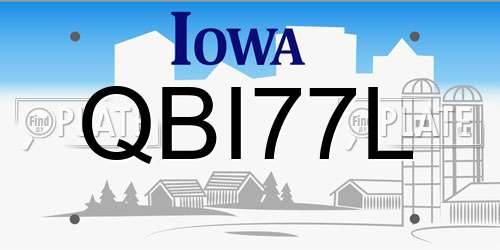 QBI77L Iowa License Plate