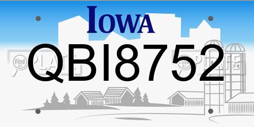 QBI8752 Iowa License Plate