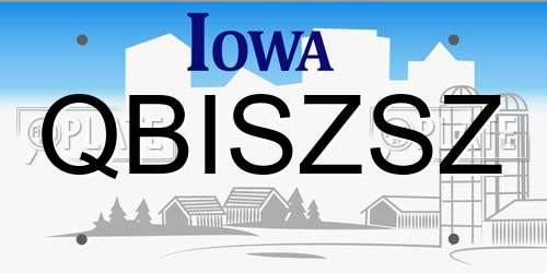 QBISZSZ Iowa License Plate