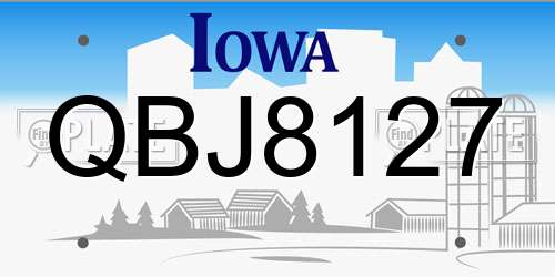 QBJ8127 Iowa License Plate