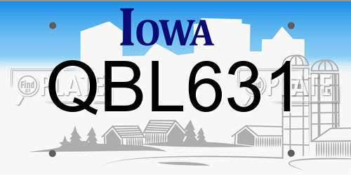 QBL631 Iowa License Plate