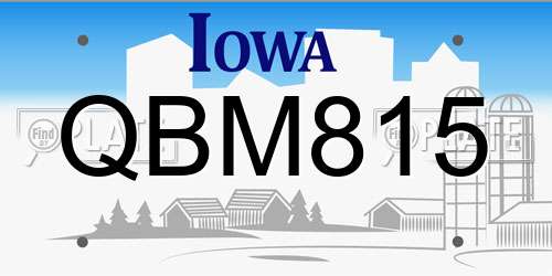 QBM815 Iowa License Plate
