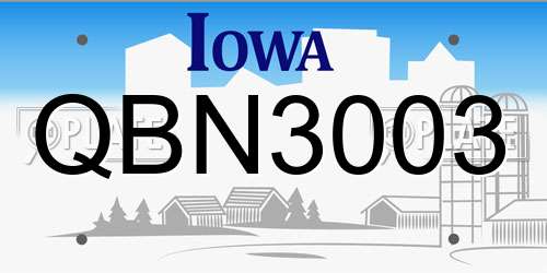 QBN3003 Iowa License Plate