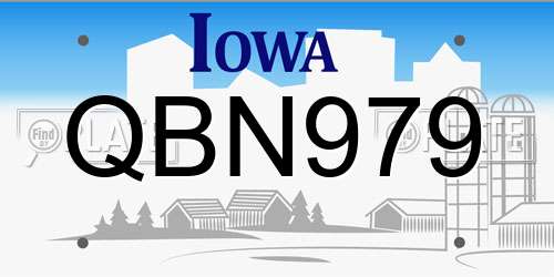 QBN979 Iowa License Plate
