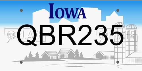 QBR235 Iowa License Plate