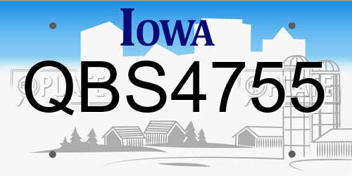 QBS4755 Iowa License Plate