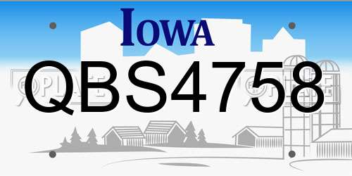 QBS4758 Iowa License Plate