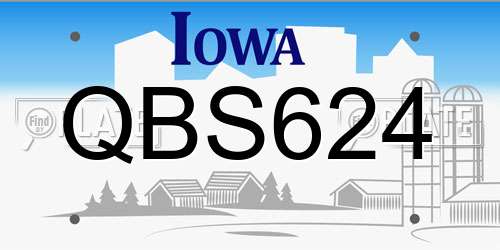QBS624 Iowa License Plate