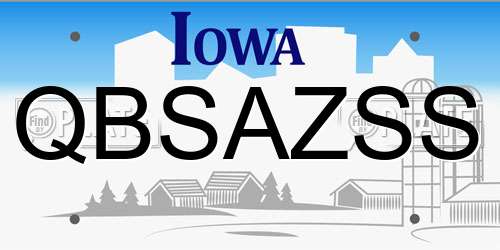 QBSAZSS Iowa License Plate