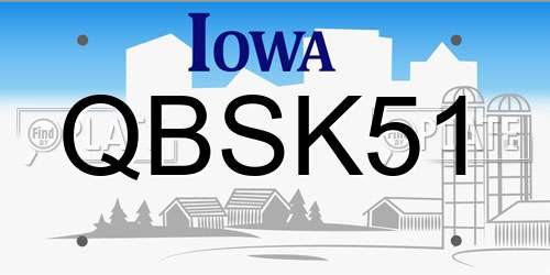 QBSK51 Iowa License Plate