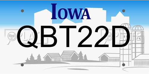 QBT22D Iowa License Plate