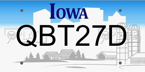 QBT27D Iowa License Plate