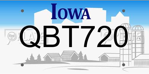 QBT720 Iowa License Plate