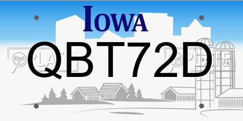QBT72D Iowa License Plate