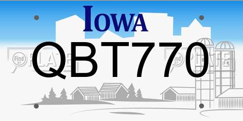 QBT770 Iowa License Plate